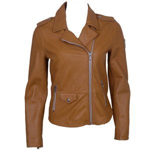Women's Asymmetric Zip Leather Moto Jacket